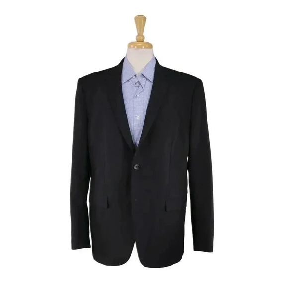 Theory Xylo Solid Black Slim Fit Wool Stretch 2-Btn Blazer Jacket 44R - Picture 1 of 9
